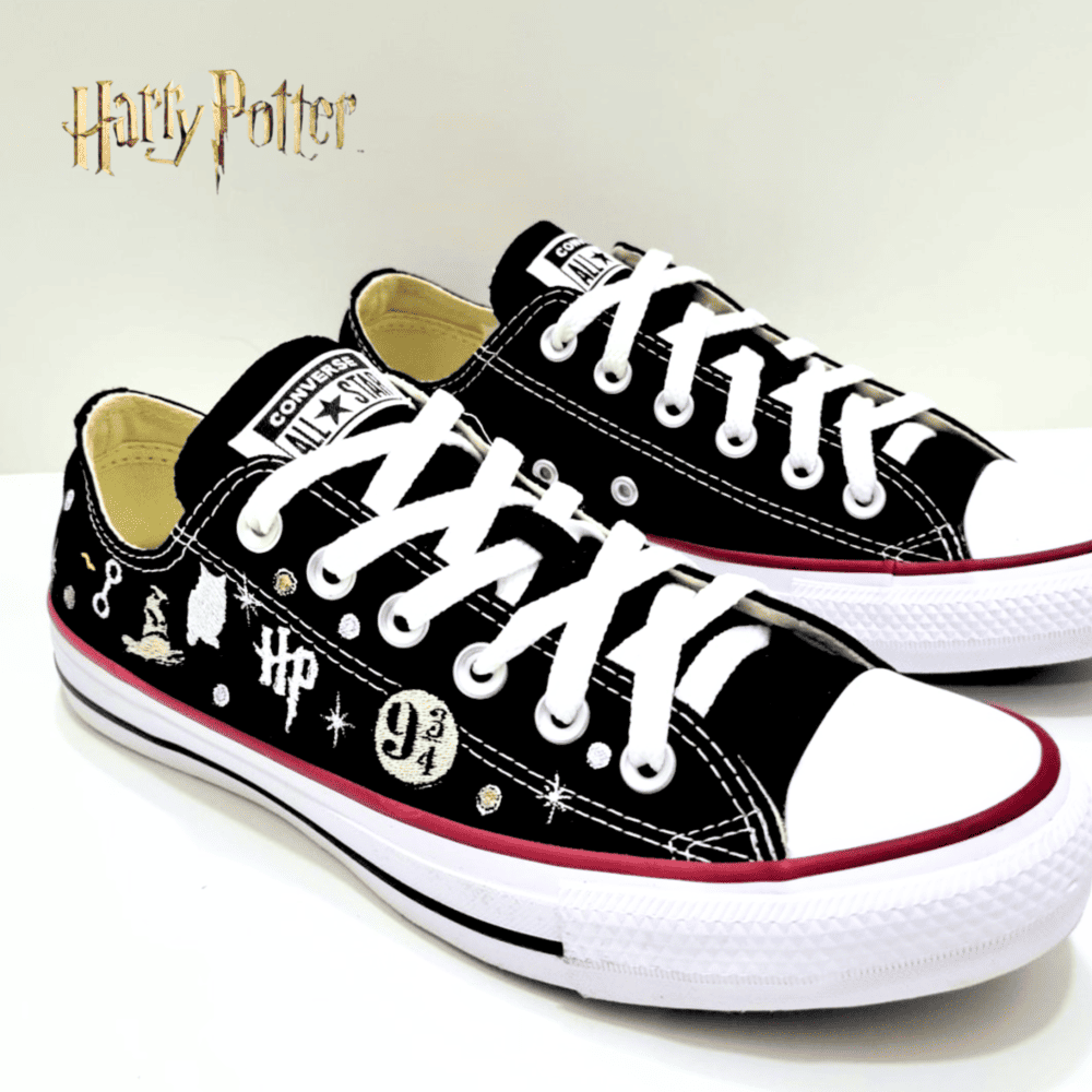 Exklusiv: HP Custom All Star Schuhe und Sneakers Handgefertigte Stickerei + *GRATIS GESCHENK 1 Paar Socken* – LIMITIERTE AUFLAGE
